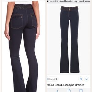 Veronica Beard Dark Bootcut Braid High Waist Jeans